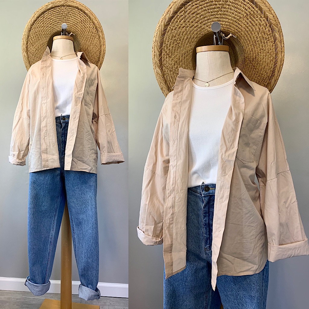 Nude Button Down Blouse